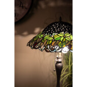 Veioza cu baza din polirasina maro si abajur din sticla Tiffany 47x58 cm