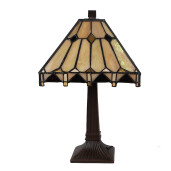 Veioza Tiffany sticla polirasina maro bej 23x23x38 cm, E14