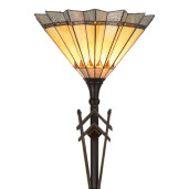 Lampadar cu baza din polirasina maro si abajur sticla Tiffany III Ø 36 cm x 175 h 