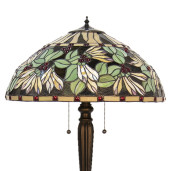 Lampadar cu baza din polirasina maro si abajur sticla Tiffany Ø 51 cm x 157 h