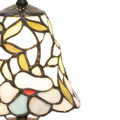 Veioza cu baza din polirasina maro si abajur din sticla Tiffany Ø 16 cm x 31 h