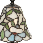 Veioza cu baza din polirasina maro si abajur din sticla Tiffany Ø 16 cm x 31 h