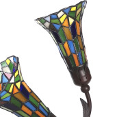 Veioza cu baza din polirasina maro si abajur din sticla Tiffany 46x28x63 cm