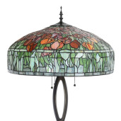 Lampadar cu baza din polirasina maro si abajur sticla Tiffany 56x165 cm