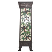 Veioza cu baza din metal negru si abajur din sticla Tiffany 26 cm x 26 cm x 71 h