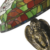 Veioza cu baza din polirasina maro si abajur din sticla Tiffany Ø 57x83 cm