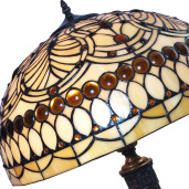 Veioza cu baza din polirasina maro si abajur din sticla Tiffany Ø 46x62 cm