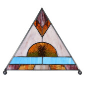 Veioza cu baza din polirasina maro si abajur din sticla Tiffany 26x26x30 cm