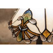 Veioza cu baza din polirasina maro si abajur din sticla Tiffany, 40W, 31x43 cm