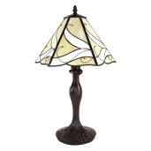 Veioza cu baza din polirasina maro si abajur din sticla Tiffany III 31x43 cm