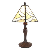 Veioza cu baza din polirasina maro si abajur din sticla Tiffany III 31x43 cm