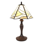 Veioza cu baza din polirasina maro si abajur din sticla Tiffany III 31x43 cm