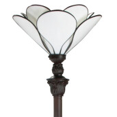 Lampadar cu baza din polirasina maro si abajur sticla Tiffany 31x183 cm