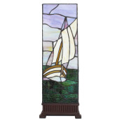 Veioza decorativa sticla multicolora polirasina Tiffany 18x18x48 cm