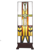Veioza sticla multicolora polirasina maro Tiffany 18x18x48 cm