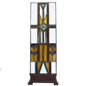Veioza sticla multicolora polirasina maro Tiffany 18x18x48 cm