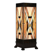 Veioza Tiffany polirasina sticla multicolora 17x17x44 cm E27