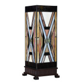 Veioza Tiffany polirasina sticla multicolora 17x17x44 cm E27