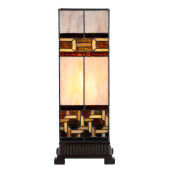 Veioza Tiffany polirasina sticla maro 17x17x44 cm E27