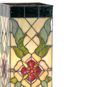 Veioza cu baza polirasina maro abajur sticla Tiffany 18x18x45 cm