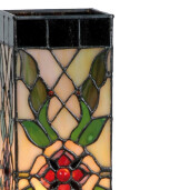 Veioza cu baza polirasina maro abajur din sticla Tiffany 12x12x35 cm