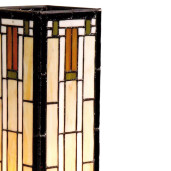 Veioza cu baza din polirasina maro si abajur din sticla Tiffany 12x12x35 cm