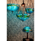 Veioza cu baza din metal maro si abajur din sticla Tiffany 31x43 cm