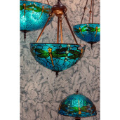 Lustra din fier maro si sticla Tiffany, 2 x 40W, Ø 31x126 cm