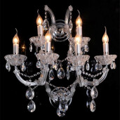 Candelabru sticla transparenta, fier argintiu  Ø 65x40 cm E14/max 6x40W