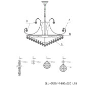 Candelabru fier auriu sticla 80x60/182 cm E14