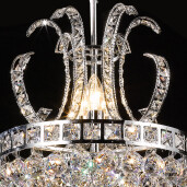 Candelabru metal argintiu sticla transparenta 50x43/168 cm
