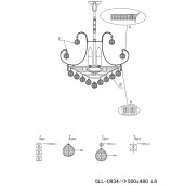 Candelabru metal argintiu sticla transparenta 50x43/168 cm