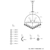Lustra metal aurie sticla transparenta 48x55/180 cm