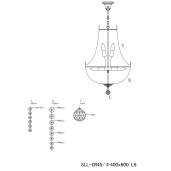 Candelabru metal argintiu sticla transparenta 40x70/184 cm