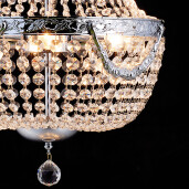 Candelabru metal argintiu sticla transparenta 40x64/184 cm