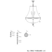 Candelabru metal argintiu sticla transparenta 60x85/200 cm