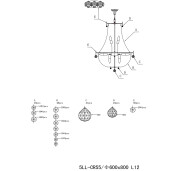 Candelabru metal auriu sticla transparenta 60x85/200 cm