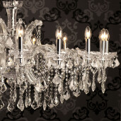Candelabru metal argintiu sticla transparenta 120x64 cm
