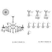 Candelabru metal argintiu sticla transparenta 120x64 cm