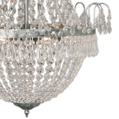 Candelabru metal argintiu sticla transparenta 50x113 cm