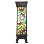Veioza cu baza din metal negru si abajur din sticla Tiffany 26 cm x 26 cm x 71 h