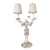 Veioza fier bej maro vintage 39x21x74 cm E14