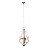 Lustra fier maro lemn alb antichizat 40x79 cm