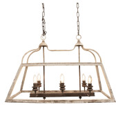 Lustra fier alb lemn maro vintage 87x35x60 cm E14
