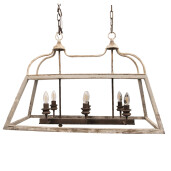 Lustra fier alb lemn maro vintage 87x35x60 cm E14