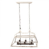 Lustra fier alb lemn maro vintage 87x35x60 cm E14