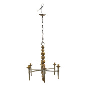 Candelabru fier lemn bej auriu 69x61x79 cm