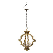 Lustra fier maro lemn auriu 41x41x75 cm