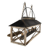 Lustra fier negru lemn maro 99x30x70 cm