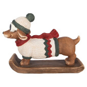 Figurina Catelus Craciun ceramica multicolora  51x17x37 cm
